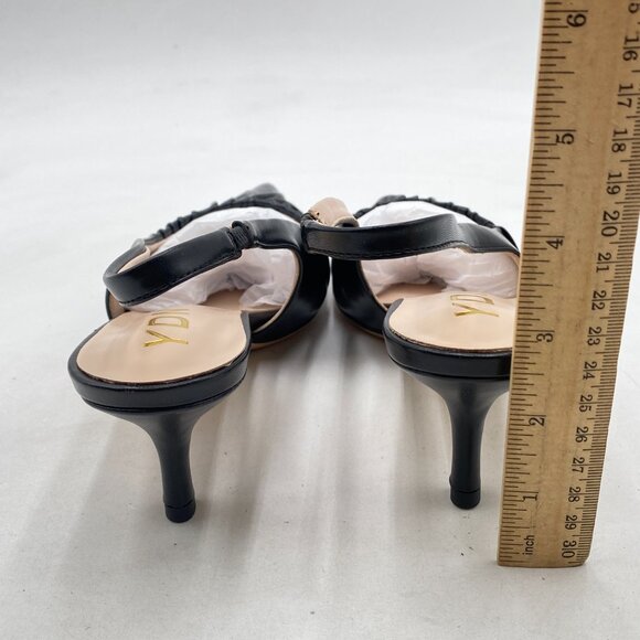 YDN Black Dressy Slip on Elastic Pumps Pointed Toe Slingback Mid Heels Shoes - Picture 5 of 8